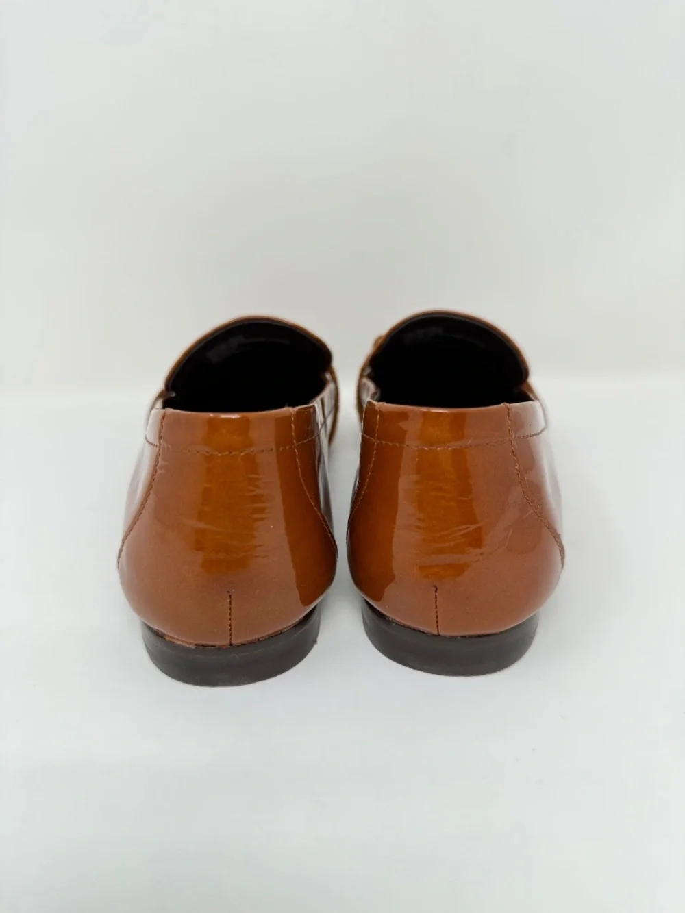 New Tory Burch Georgia Patent Leather Loafer Tan Cuoio Sz 7